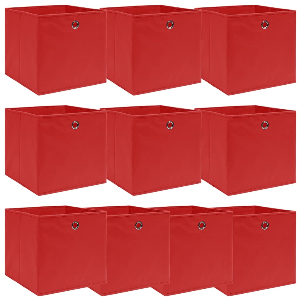 vidaXL Opbergboxen 10 st 32x32x32 cm stof rood