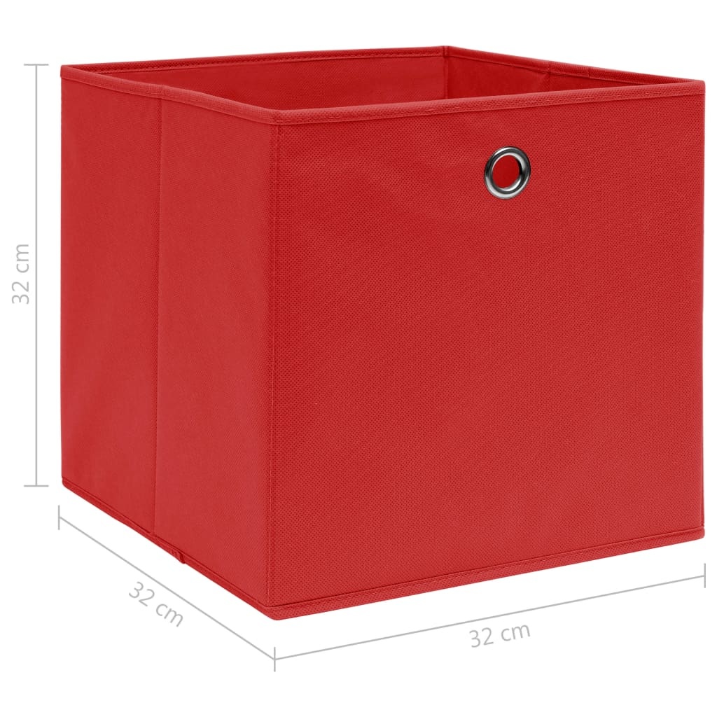 vidaXL Opbergboxen 10 st 32x32x32 cm stof rood