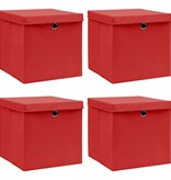 vidaXL Opbergboxen met deksels 4 st 32x32x32 cm stof rood