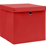 vidaXL Opbergboxen met deksels 4 st 32x32x32 cm stof rood