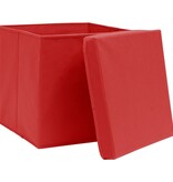 vidaXL Opbergboxen met deksels 4 st 32x32x32 cm stof rood