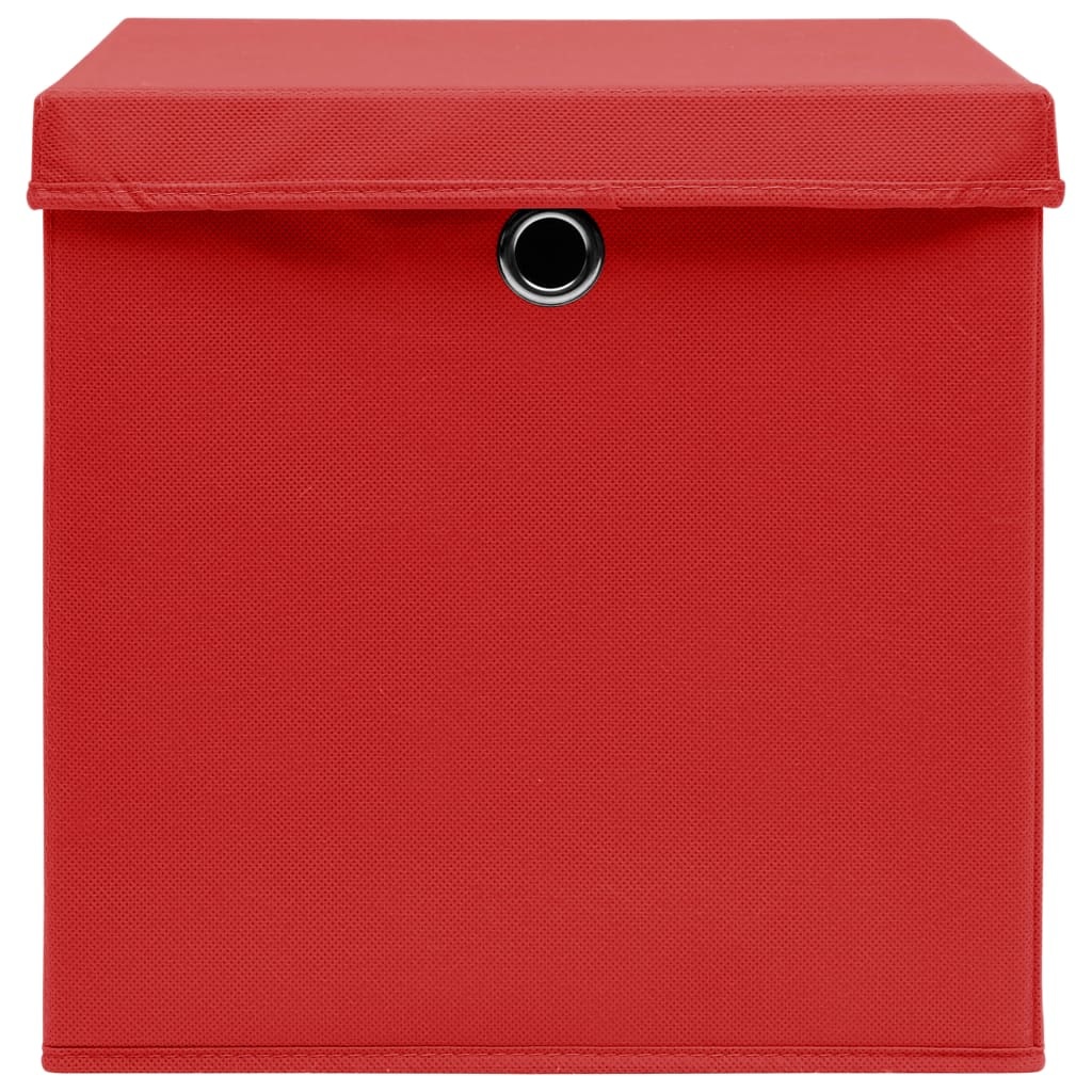 VidaXL Opbergboxen met deksels 4 st 32x32x32 cm stof rood