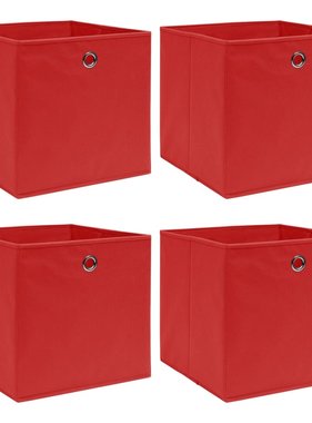 vidaXL Opbergboxen 4 st 32x32x32 cm stof rood