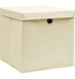 VidaXL Opbergboxen met deksel 10 st 32x32x32 cm stof crème