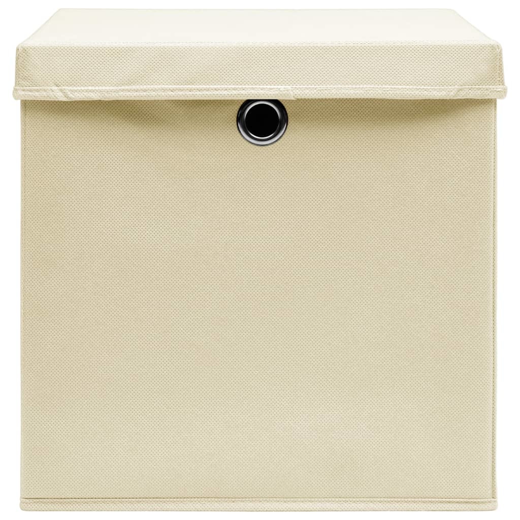 VidaXL Opbergboxen met deksel 10 st 32x32x32 cm stof crème