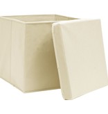 VidaXL Opbergboxen met deksel 10 st 32x32x32 cm stof crème