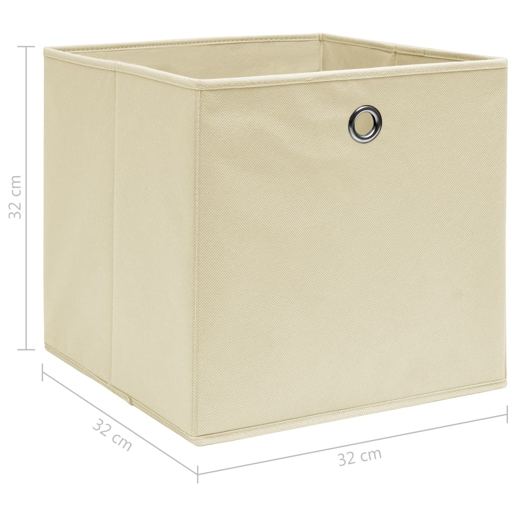 vidaXL Opbergboxen 10 st 32x32x32 cm stof crème