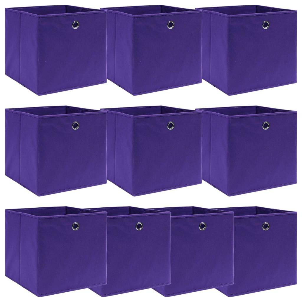 vidaXL Opbergboxen 10 st 32x32x32 cm stof paars