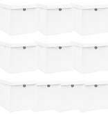 vidaXL Opbergboxen met deksels 10 st 32x32x32 cm stof wit