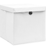 VidaXL Opbergboxen met deksels 10 st 32x32x32 cm stof wit
