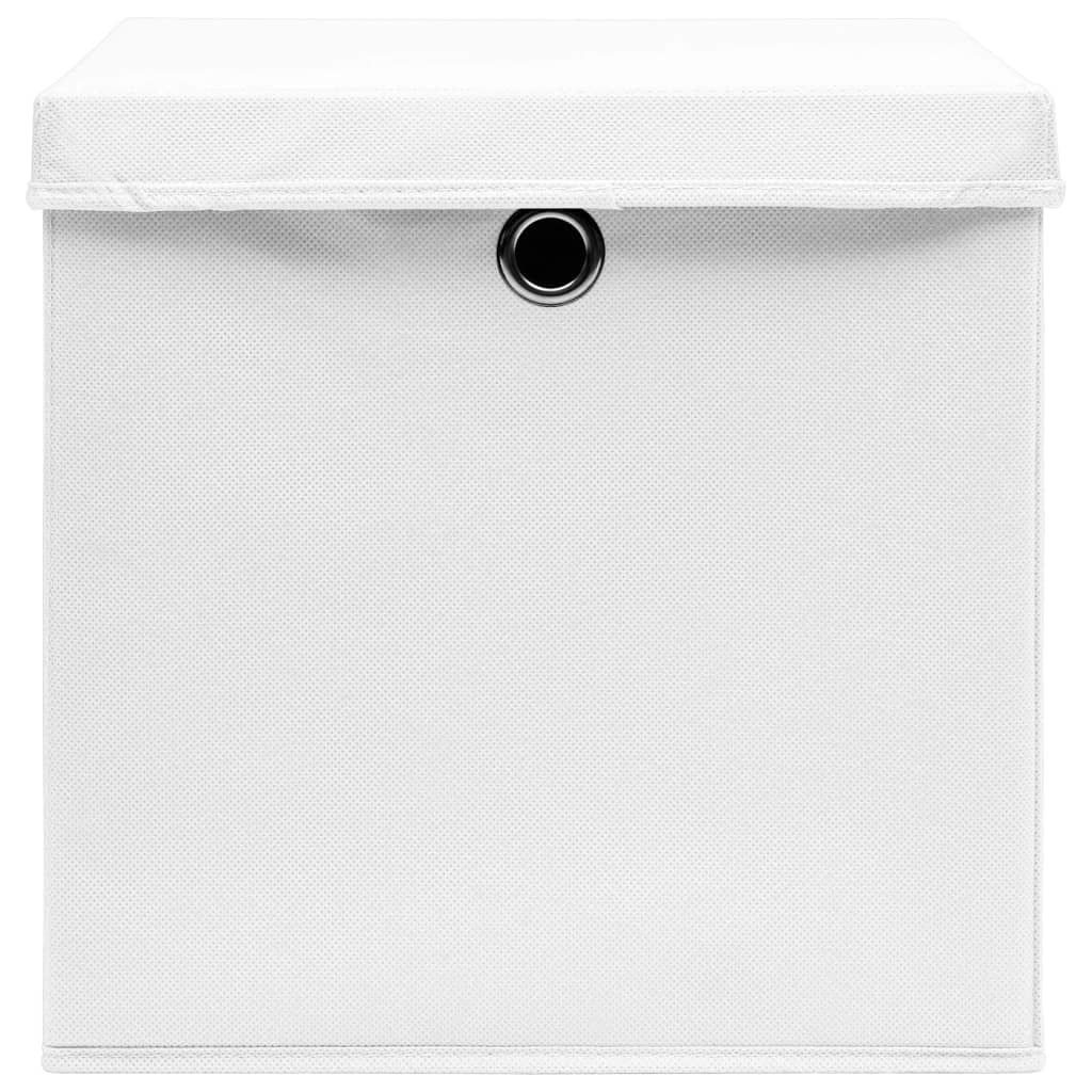 VidaXL Opbergboxen met deksels 10 st 32x32x32 cm stof wit