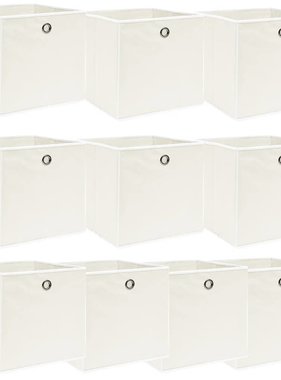 VidaXL Opbergboxen 10 st 32x32x32 cm stof wit
