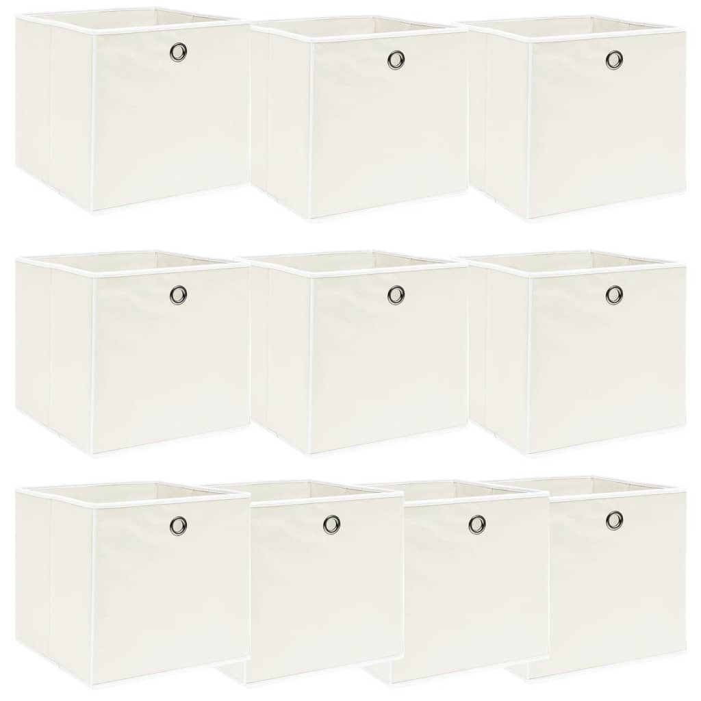 VidaXL Opbergboxen 10 st 32x32x32 cm stof wit