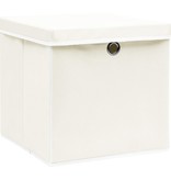 VidaXL Opbergboxen met deksel 4 st 32x32x32 cm stof wit