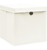 VidaXL Opbergboxen met deksel 4 st 32x32x32 cm stof wit