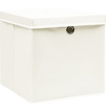 vidaXL Opbergboxen met deksel 4 st 32x32x32 cm stof wit