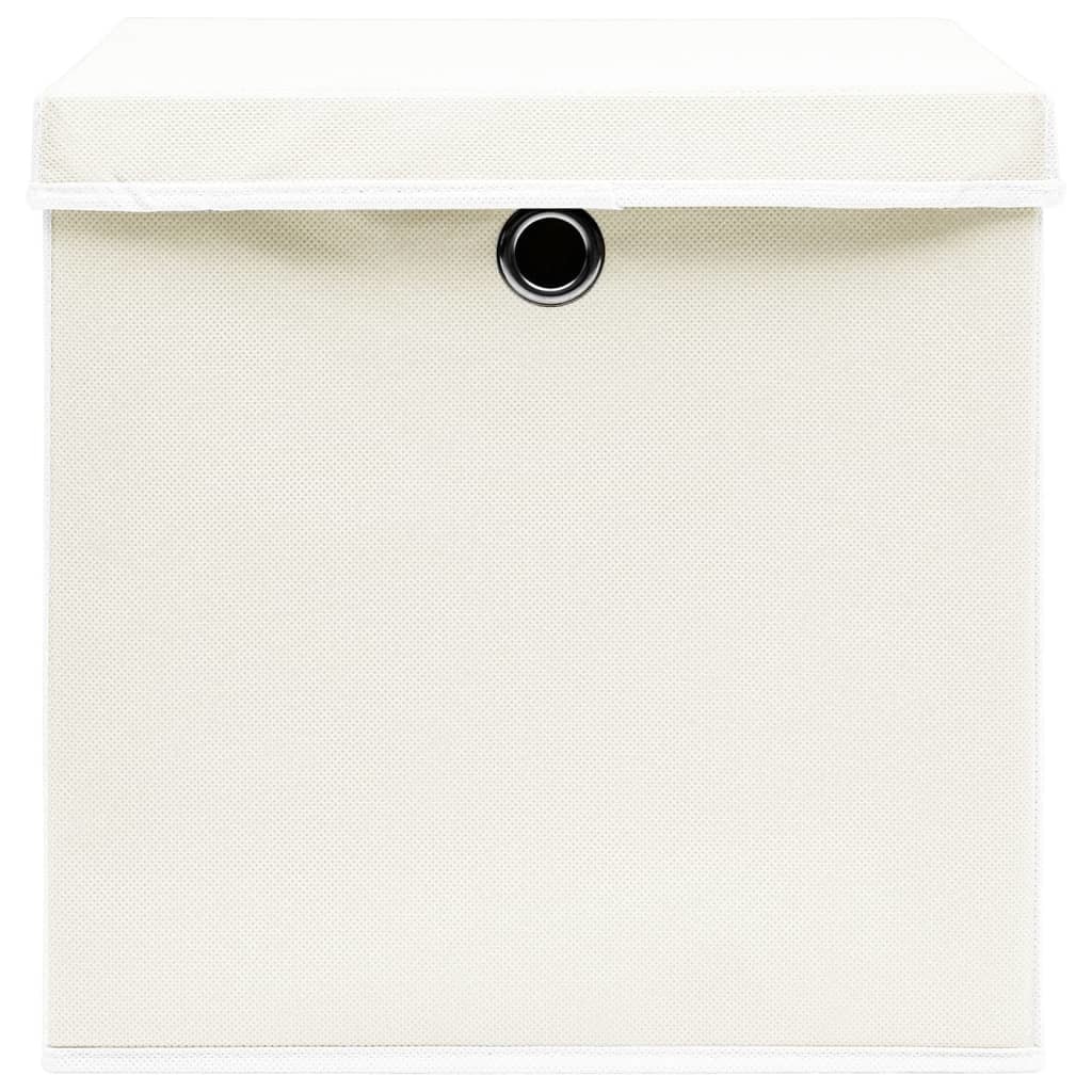 VidaXL Opbergboxen met deksel 4 st 32x32x32 cm stof wit