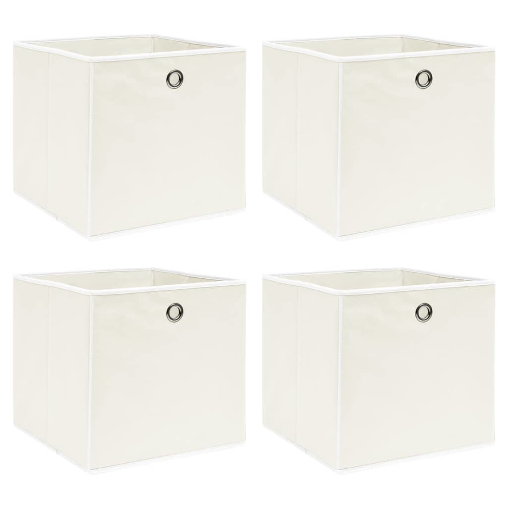 VidaXL Opbergboxen 4 st 32x32x32 cm stof wit