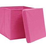 vidaXL Opbergboxen met deksel 10 st 32x32x32 cm stof roze