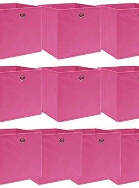VidaXL Opbergboxen 10 st 32x32x32 cm stof roze