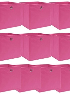 vidaXL Opbergboxen 10 st 32x32x32 cm stof roze