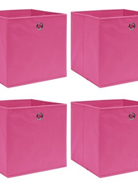 vidaXL Opbergboxen 4 st 32x32x32 cm stof roze