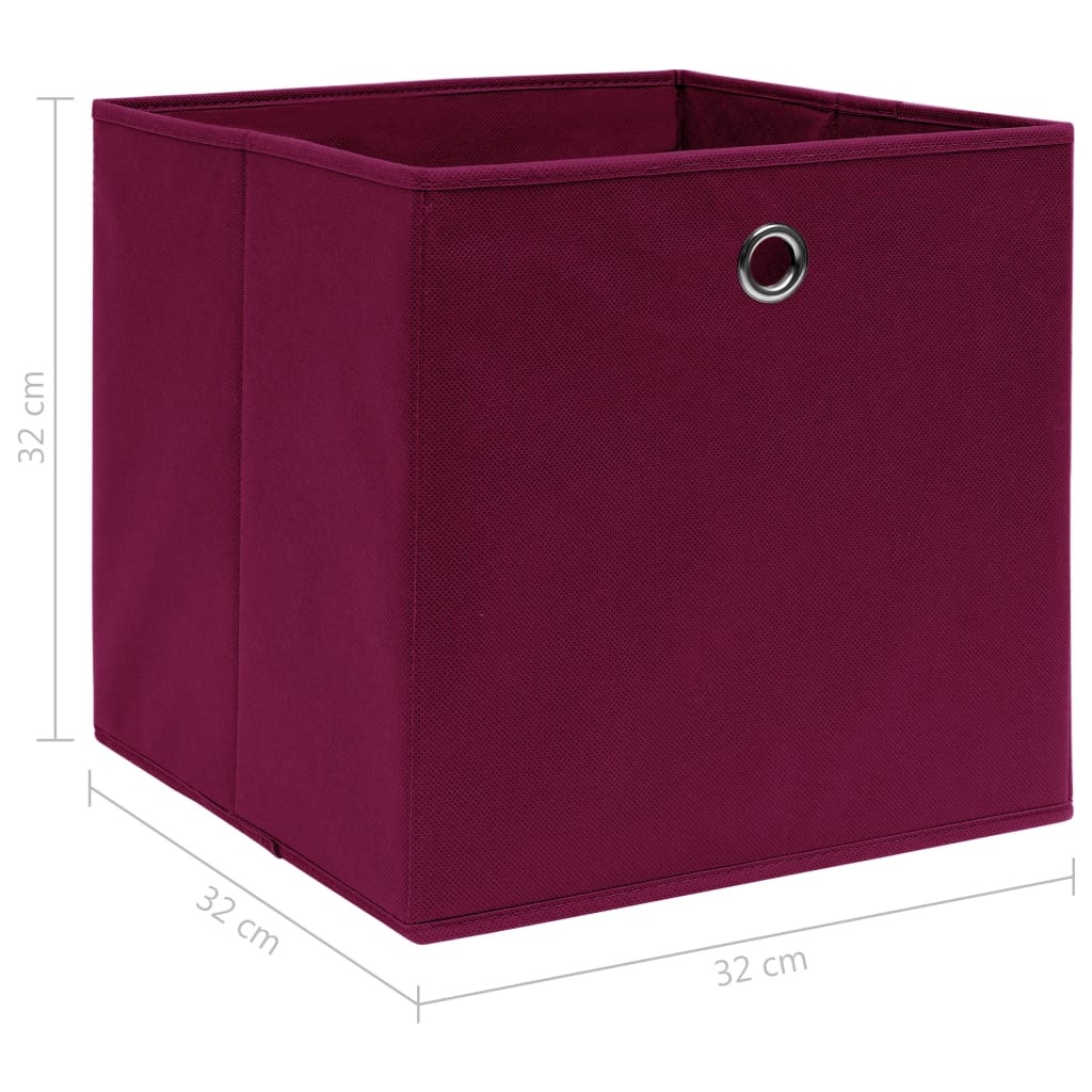 vidaXL Opbergboxen 10 st 32x32x32 cm stof donkerrood