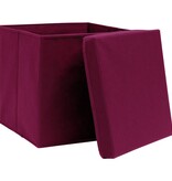 VidaXL Opbergboxen met deksel 4 st 32x32x32 cm stof donkerrood