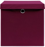 VidaXL Opbergboxen met deksel 4 st 32x32x32 cm stof donkerrood