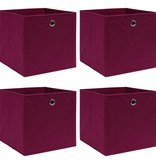 VidaXL Opbergboxen 4 st 32x32x32 cm stof donkerrood
