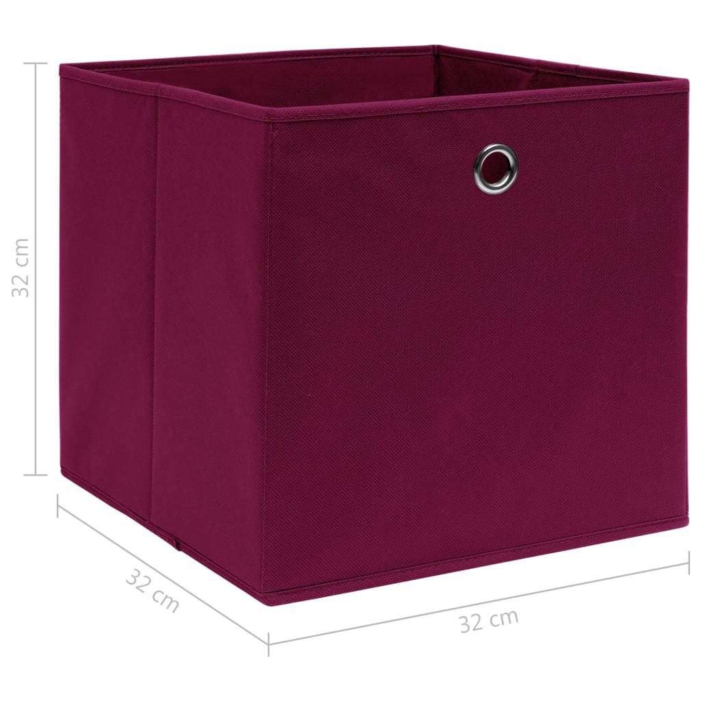 VidaXL Opbergboxen 4 st 32x32x32 cm stof donkerrood