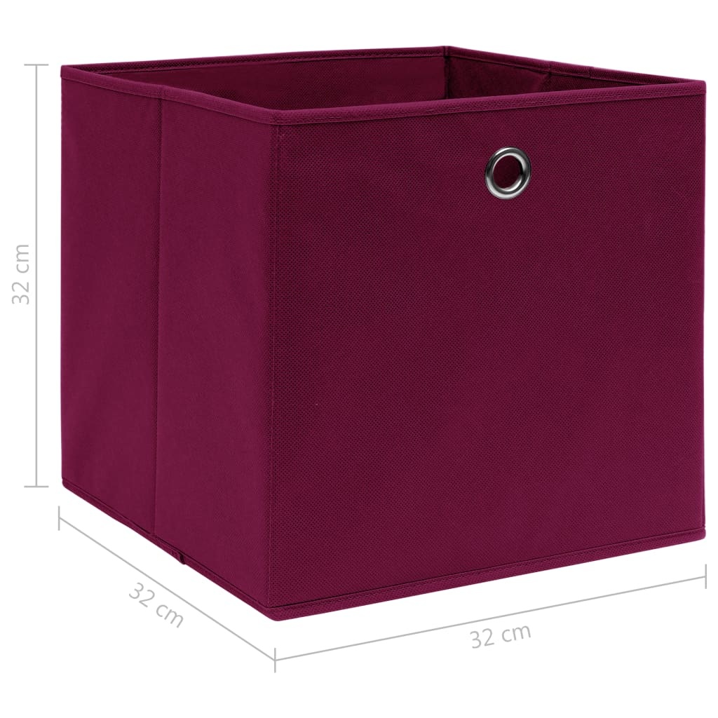 vidaXL Opbergboxen 4 st 32x32x32 cm stof donkerrood