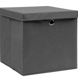 VidaXL Opbergboxen met deksel 10 st 32x32x32 cm stof grijs