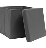 VidaXL Opbergboxen met deksel 10 st 32x32x32 cm stof grijs