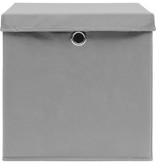 VidaXL Opbergboxen met deksel 10 st 32x32x32 cm stof grijs