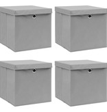 VidaXL Opbergboxen met deksel 4 st 32x32x32 cm stof grijs