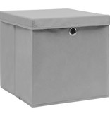 VidaXL Opbergboxen met deksel 4 st 32x32x32 cm stof grijs