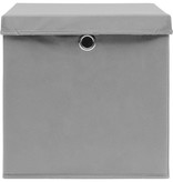 VidaXL Opbergboxen met deksel 4 st 32x32x32 cm stof grijs