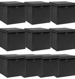 VidaXL Opbergboxen met deksel 10 st 32x32x32 cm stof zwart