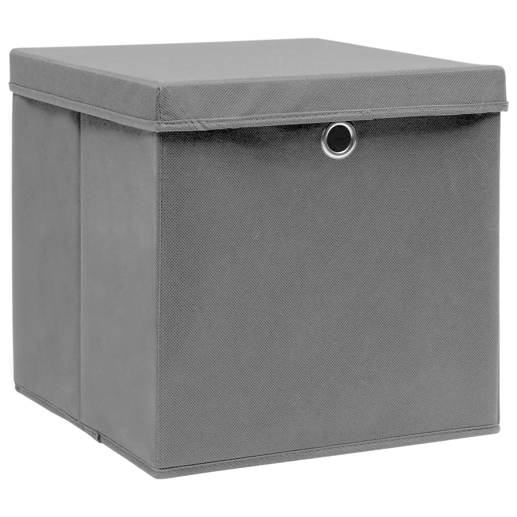 VidaXL Opbergboxen met deksel 10 st 32x32x32 cm stof zwart