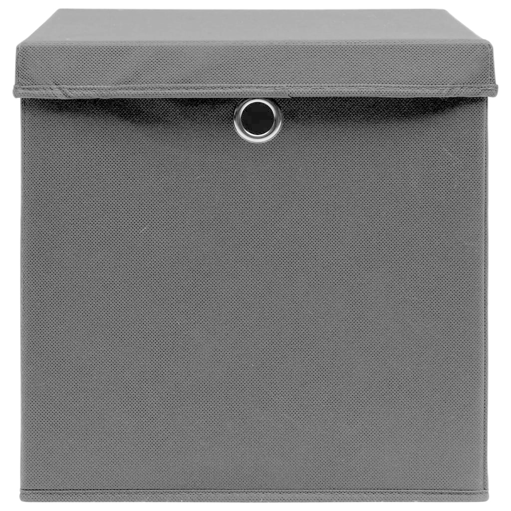 VidaXL Opbergboxen met deksel 10 st 32x32x32 cm stof zwart