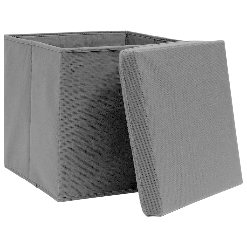 VidaXL Opbergboxen met deksel 10 st 32x32x32 cm stof zwart
