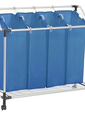 VidaXL Wassorteerder met 4 zakken staal blauw