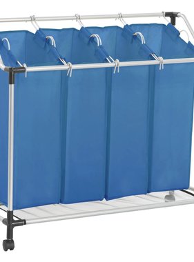 vidaXL Wassorteerder met 4 zakken staal blauw