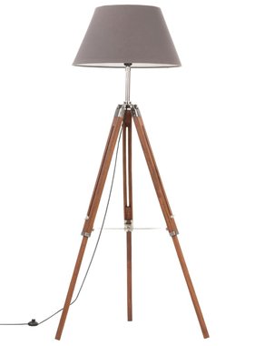 VidaXL Vloerlamp driepoot 141 cm massief teakhout honingbruin en grijs
