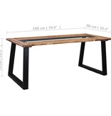 VidaXL Eettafel 180x90x75 cm massief acaciahout en glas