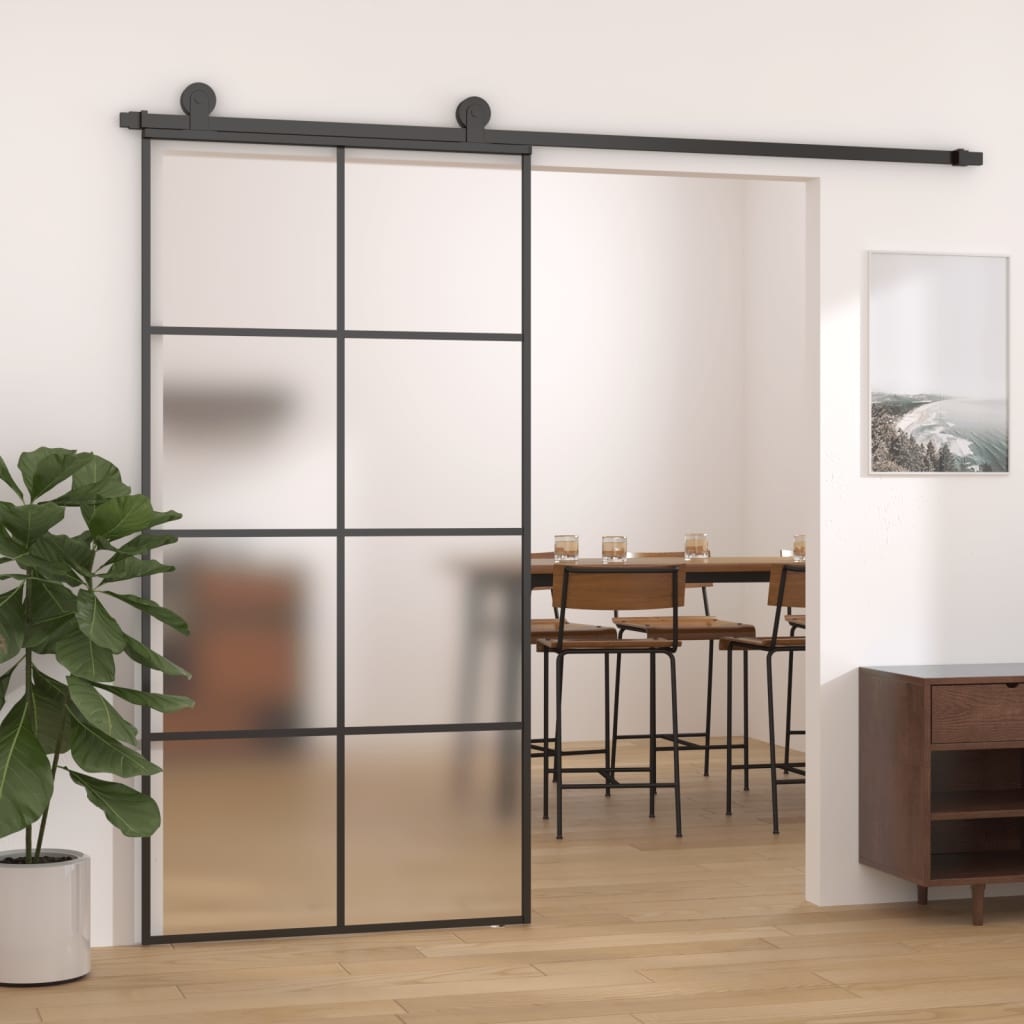 vidaXL Schuifdeur 102,5x205 cm aluminium en ESG-glas zwart