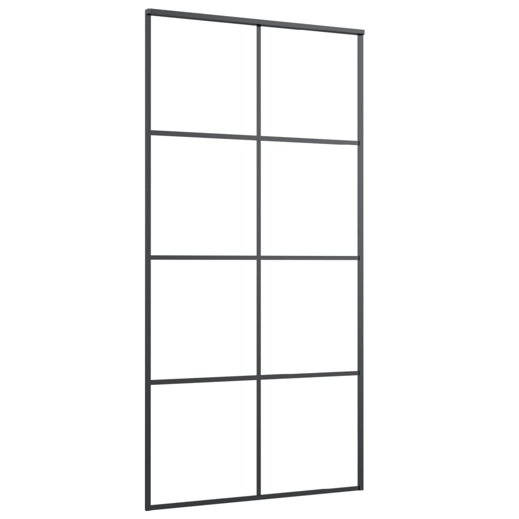 vidaXL Schuifdeur 102,5x205 cm aluminium en ESG-glas zwart