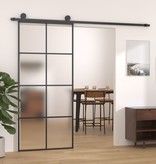 vidaXL Schuifdeur 83x205 cm aluminium en ESG-glas zwart