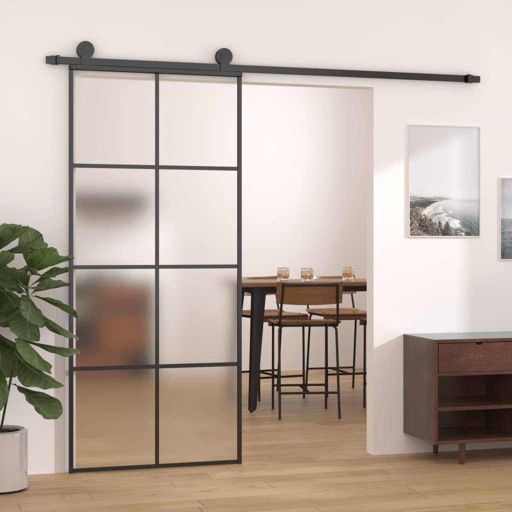 vidaXL Schuifdeur 83x205 cm aluminium en ESG-glas zwart